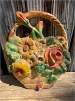 Chalkware Flower Basket 12"