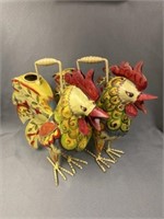 (2) Pressed Steel Rooster Form Sprinkling Cans