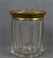 Glass Tobacco Jar with Brass Lid Antique
