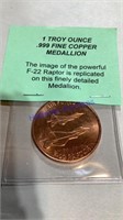 1 Troy ounce copper medallion