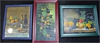 3 Framed Fruit Prints, Various Sizes
