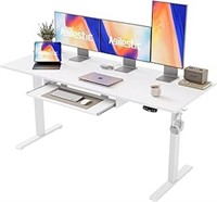 Height Adjustable Desk With Keyboard Tray, 63 X 24