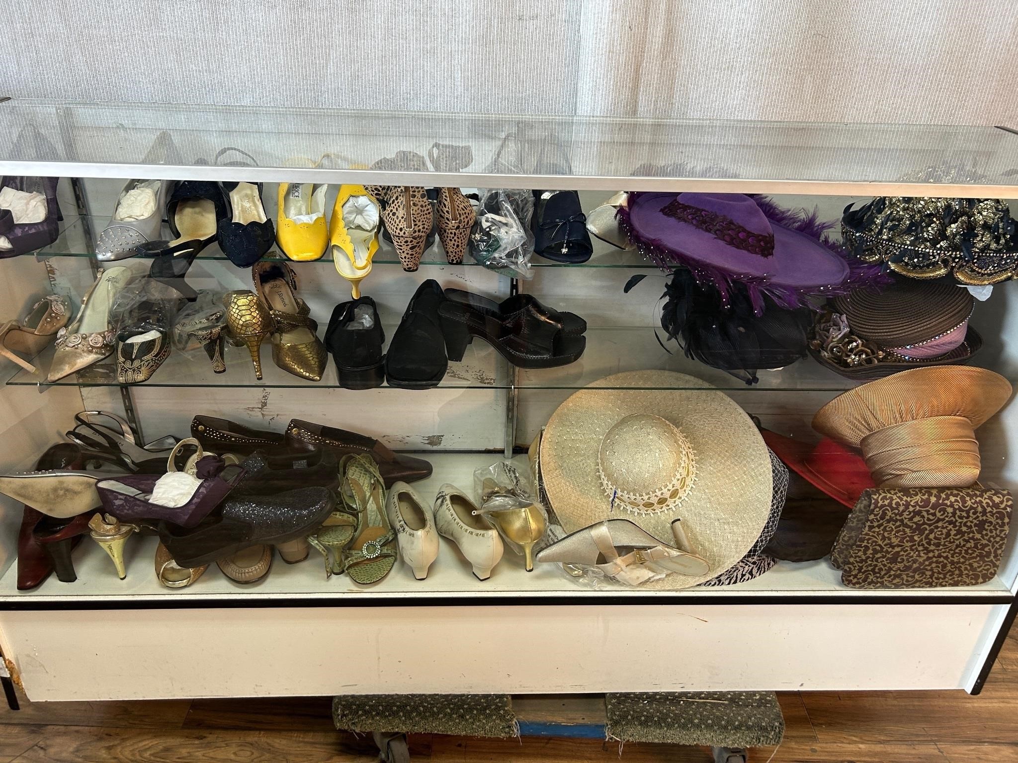 Assorted Ladies Hats and High Heel Shoes