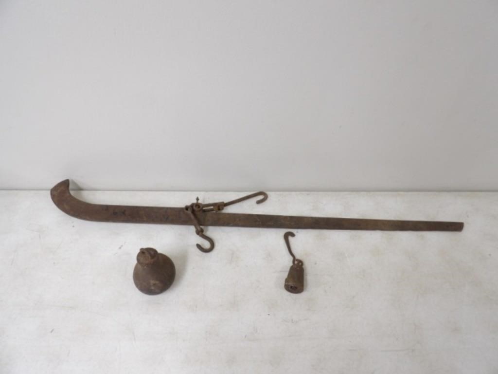 Antique Hanging Scale w/Misc Weights