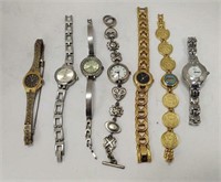 Lot of 7 metal band watches