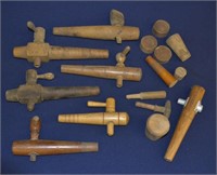 Lot Antique Wooden Keg Spouts and Plugs