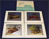 4pc Bob Pettes Cars of Yesteryear Chrome Prints
