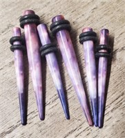 (6) Purple Tie Dye 6-Gauge Jewelry Spikes