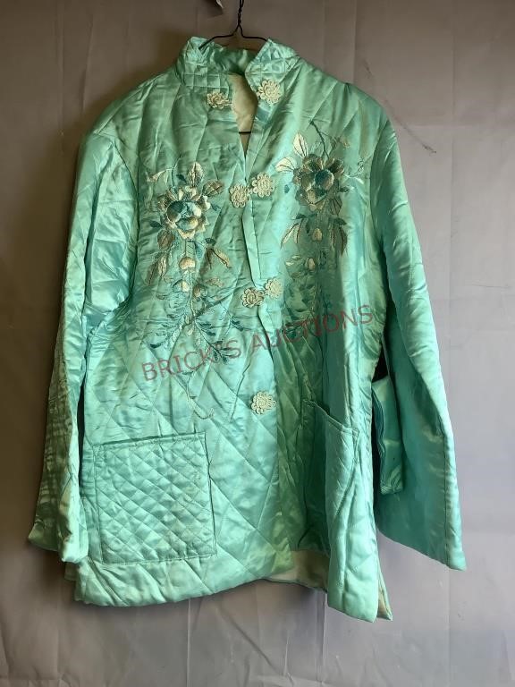 Vintage Aqua Quilted Silk Jacket