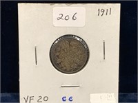 1911 Can Silver Ten Cent Piece  VF20