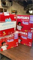 1 LOT  3- HUGGIES DIAPERS SIZE 4, 156  CT./ 1-