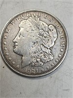 1921 D Morgan, silver dollar.