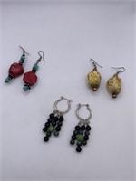 NATURAL STONE PIERCED EARRING LOT
