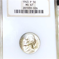 1943-P Jefferson War Nickel NGC - MS67