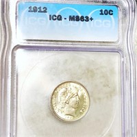 1912 Barber Silver Dime ICG - MS63+