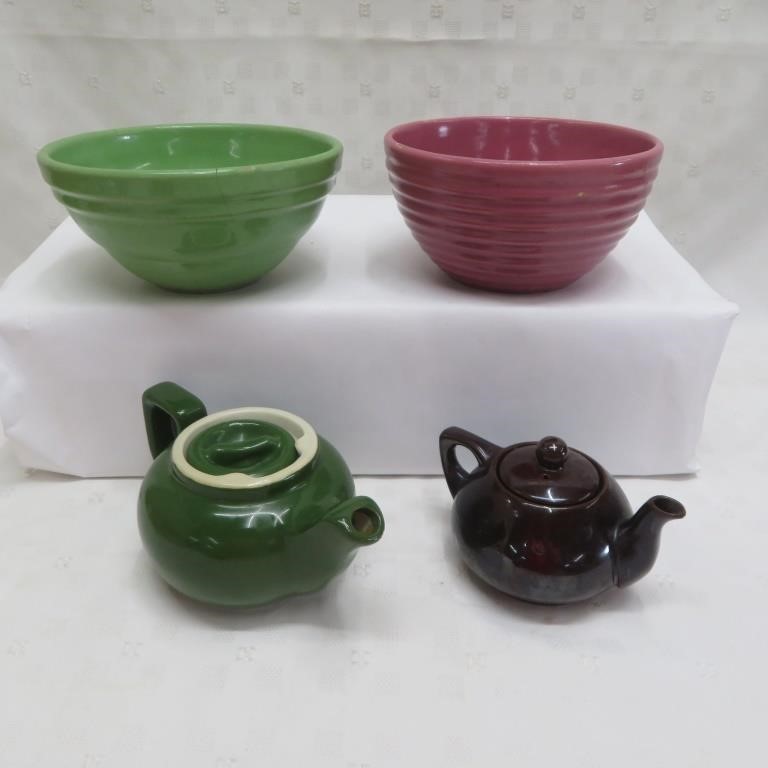 Teapots & Bowls  - Bowls are Damaged - Vintage