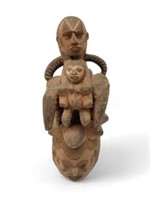 Carved African Sculptural Mask w/ Figures.