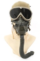 WWII USAAF PILOT'S HELMET, MASK & GOGGLES LOT