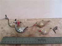 4 Vintage Bird Ornaments