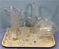 Glass Pitcher, Baskets, Covered Dish