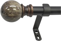 Marbel Ball Single  CURTAIN ROD,72 to 144  Brown