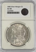 1886 USA Morgan Silver Dollar RGS AU58