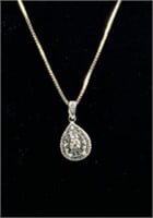 925 Silver Diamond Pear Necklace