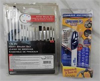 New 15pc Paint Brush Set & Engrave-it Pro