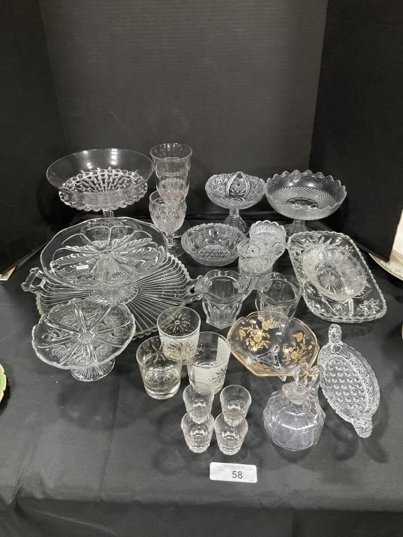 Large Lot Pressed Vintage Glassware.