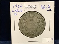 1920 Can Silver 50 Cent Piece  VG8