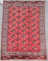 Hand Woven Turkmen Rug or Carpet, 4' 5" x 6' 6"