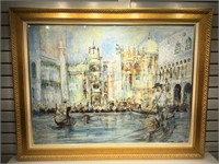 Signed Hibel lithograph, framed to 47x37 inches,