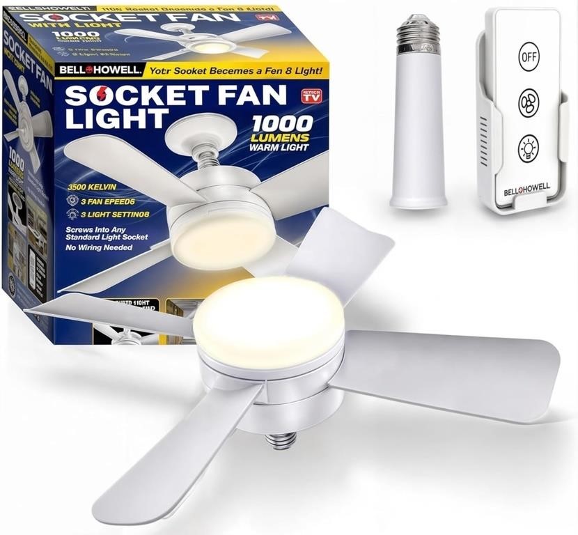Socket Fan Light Original – Warm Light Ceiling