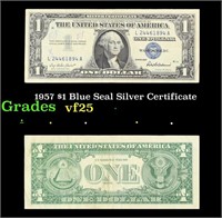 1957 $1 Blue Seal Silver Certificate Grades vf+