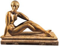 Maurice Guiraud-Riviere Bronze Nude Art Deco Sculp