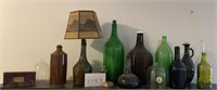 Vtg Lamp, Bottles & Glass Cloches