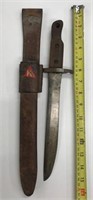 Antique Knife/Bayonet w/Leather Sheath