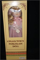 Collector's Porcelain Doll with Pink Dress