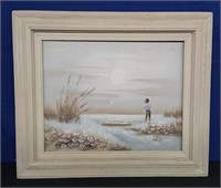 Framed Painting on Canvas- Boy in Field