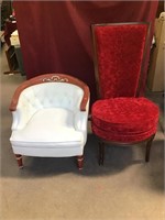 Cute Leather Chair and Red Boudoir Chair