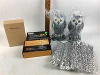 Plastic owls, night lights, desk lamp new in
