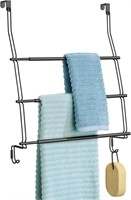 mDesign Expandable Metal Over Shower Door Towel Ra