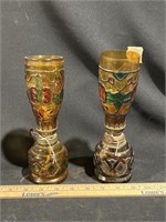 Vintage mini stained glass oil lamps