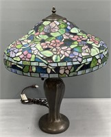 Stained Glass & Spelter Base Table Lamp