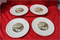 A Set of 4 Currie And Ives Bread Plate