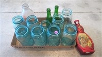 Vintage blue canning jars: 6 guart Ball, 1 pint Ba