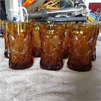 7pc Amber glass tumblers