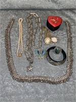 A- costume jewelry, necklaces, pins, bangle and