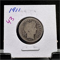 1911 BARBER SILVER DIME