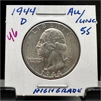 1944-D WASHINGTON SILVER QUARTER HIGH GRADE